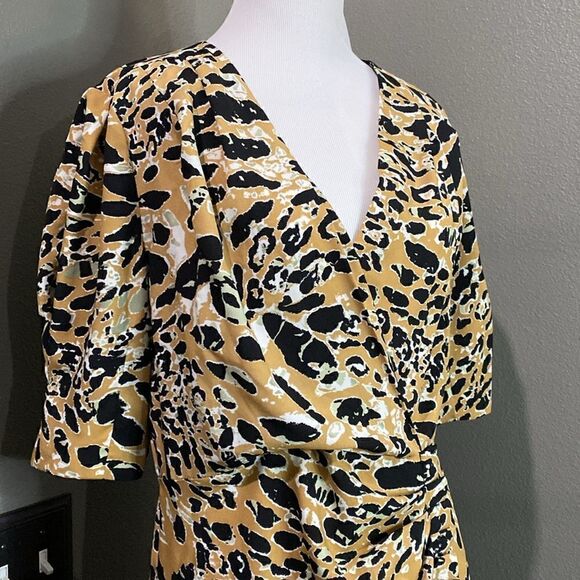 Topshop Leopard Print Mock Wrap Midi Dress - Picture 4 of 15